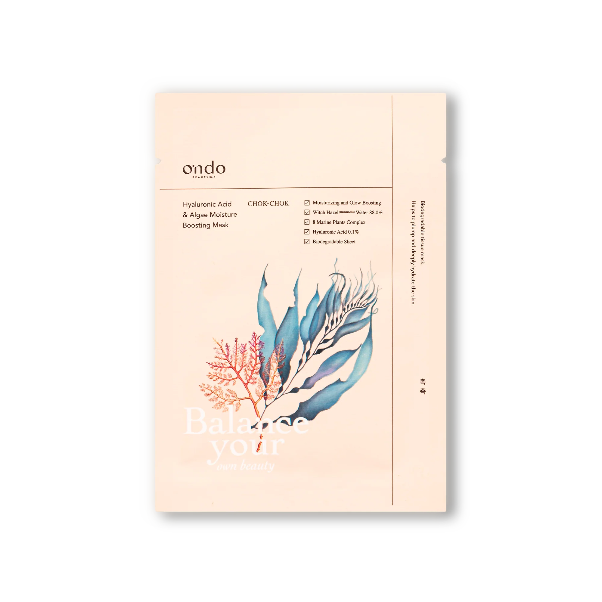 CHOK-CHOK Hyaluronic Acid & Algae Moisture Boosting Mask Ondo Beauty 36.5
