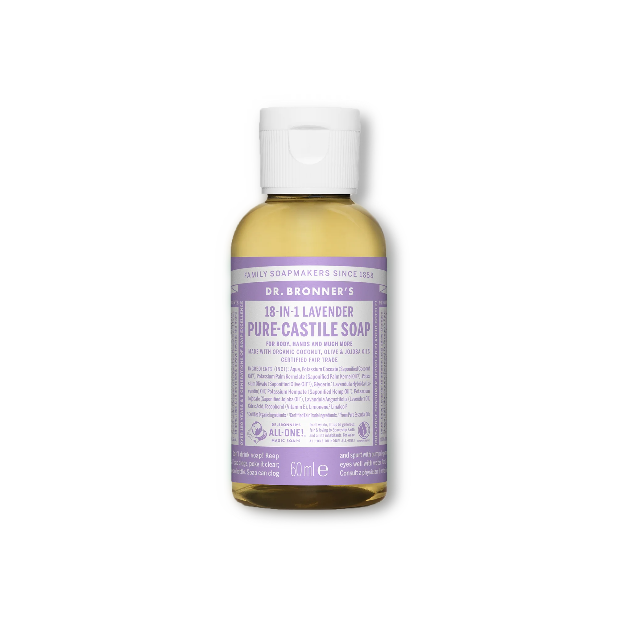 Pure Castile Liquid Soap - 60ml Dr Bronner&